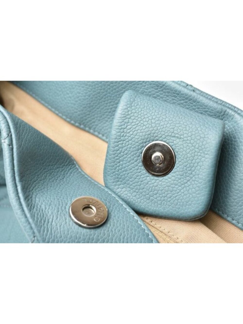 Chanel Tote Bag 2-Way Chain Quilted Stitching Light Blue - Picture 9 of 10